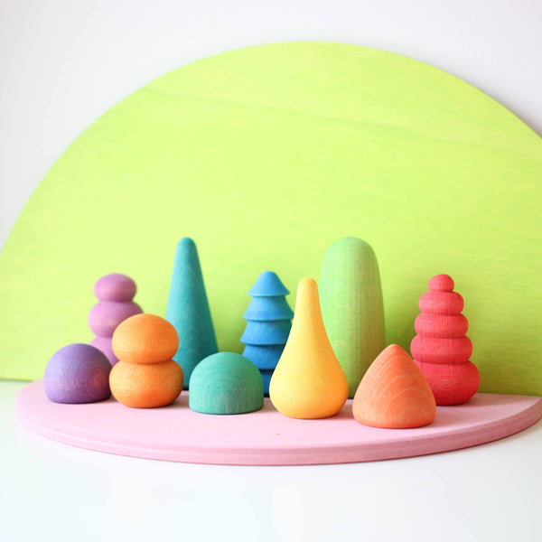 Spruce up play time with these wooden trees by Ocamora Toys