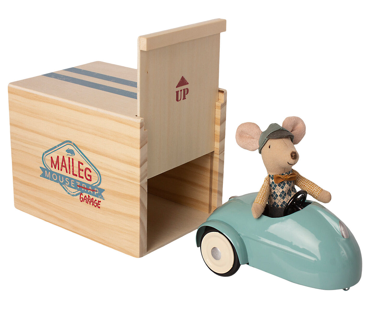 Maileg - Mouse Car w/ Garage - Blue | J's Rainbows