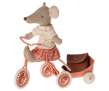 Load image into Gallery viewer, Tricycle mouse, Big Sister with Bag - Coral