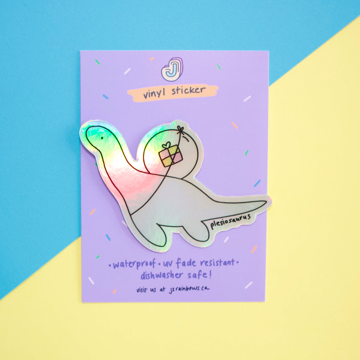 J's Rainbows | Die Cut Holographic Dinosaur Sticker - Ankylosaurus