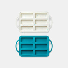 Load image into Gallery viewer, Two piece baking tray set by PlanetBox in white (with confetti) and teal