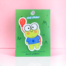 Load image into Gallery viewer, Waterproof Vinyl Sticker, Jellybean the Froggy - Up Goes the Balloon