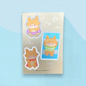 Waterproof Metallic Vinyl Sticker sheet, Fig the Fox - Summer Time