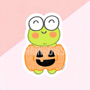 Waterproof Vinyl Sticker, Jellybean the Froggy - Pumpkin Halloween