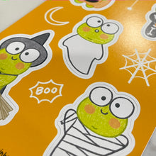 Load image into Gallery viewer, Waterproof Vinyl Sticker sheet, Jellybean the Froggy - Halloween