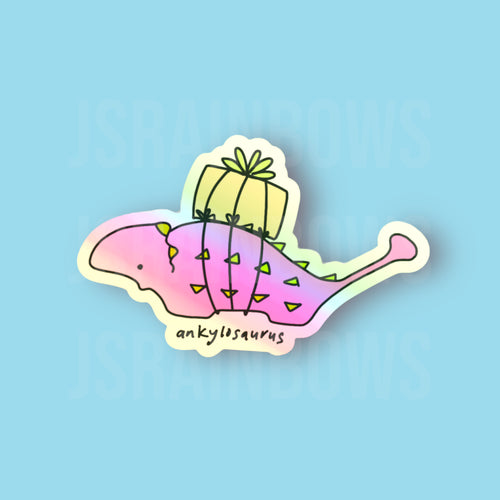 Stickers for J - Holographic Sticker, Disco Dinos - Ankylosaurus