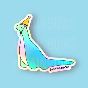 Stickers for J - Holographic Sticker, Disco Dinos - Brontosaurus