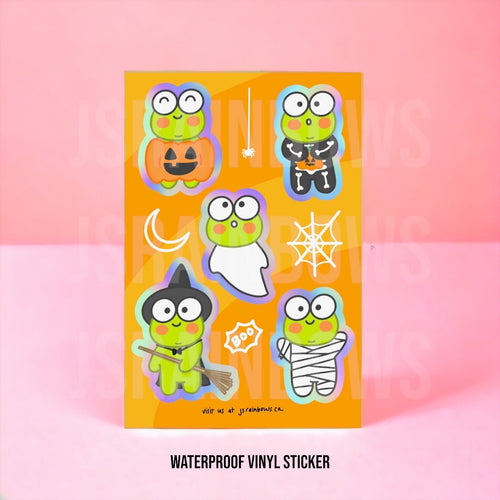 Waterproof Vinyl Sticker sheet, Jellybean the Froggy - Holo Halloween