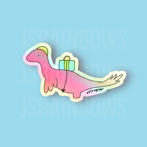 Stickers for J - Holographic Sticker, Disco Dinos - Oviraptor