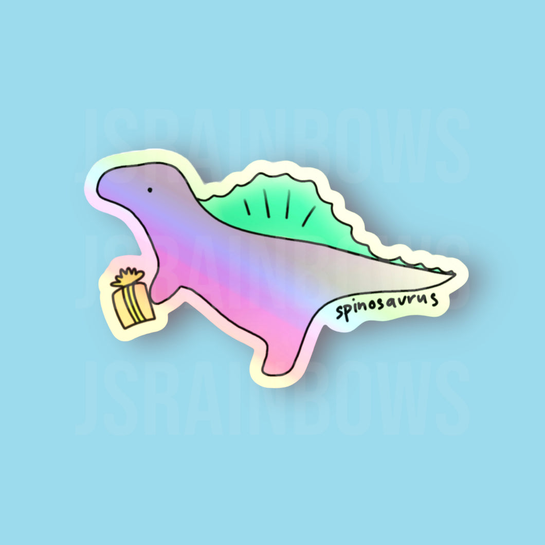 Stickers for J - Holographic Sticker, Disco Dinos - Spinosaurus