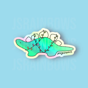 Stickers for J - Holographic Sticker, Disco Dinos - Stegosaurus