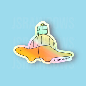 Stickers for J - Holographic Sticker, Disco Dinos - Dimetrodon