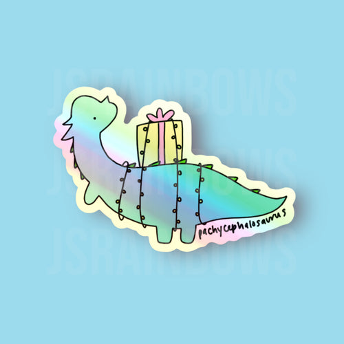 Stickers for J - Holographic Sticker, Disco Dinos - Pachycephalosaurus