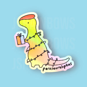 Stickers for J - Holographic Sticker, Disco Dinos - Parasaurolophus