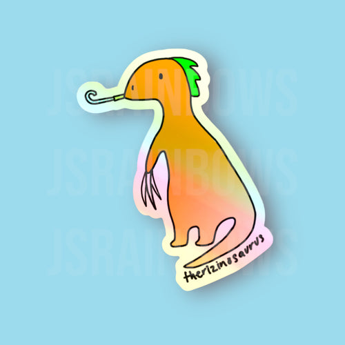 Stickers for J - Holographic Sticker, Disco Dinos - Therizinosaurus