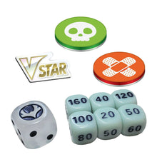 Load image into Gallery viewer, Extra accessories: plastic counters, dice, coins, and vstar market