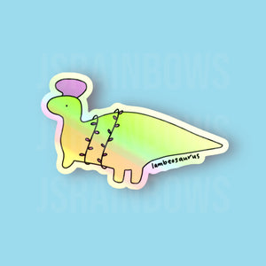 Stickers for J - Holographic Sticker, Disco Dinos - Lambeosaurus