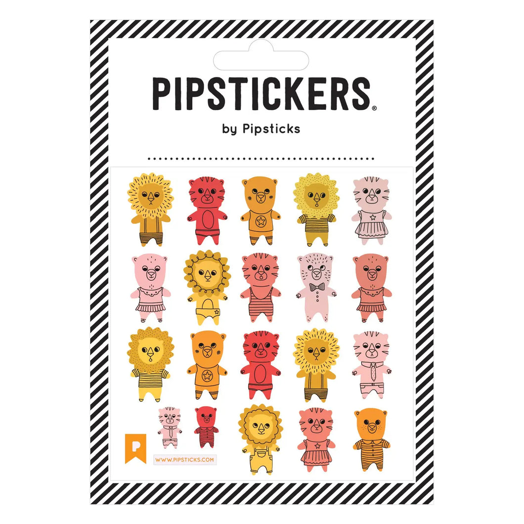 Pipsticks - Lions & Tigers & Bears, little dressed up animals sticker sheet