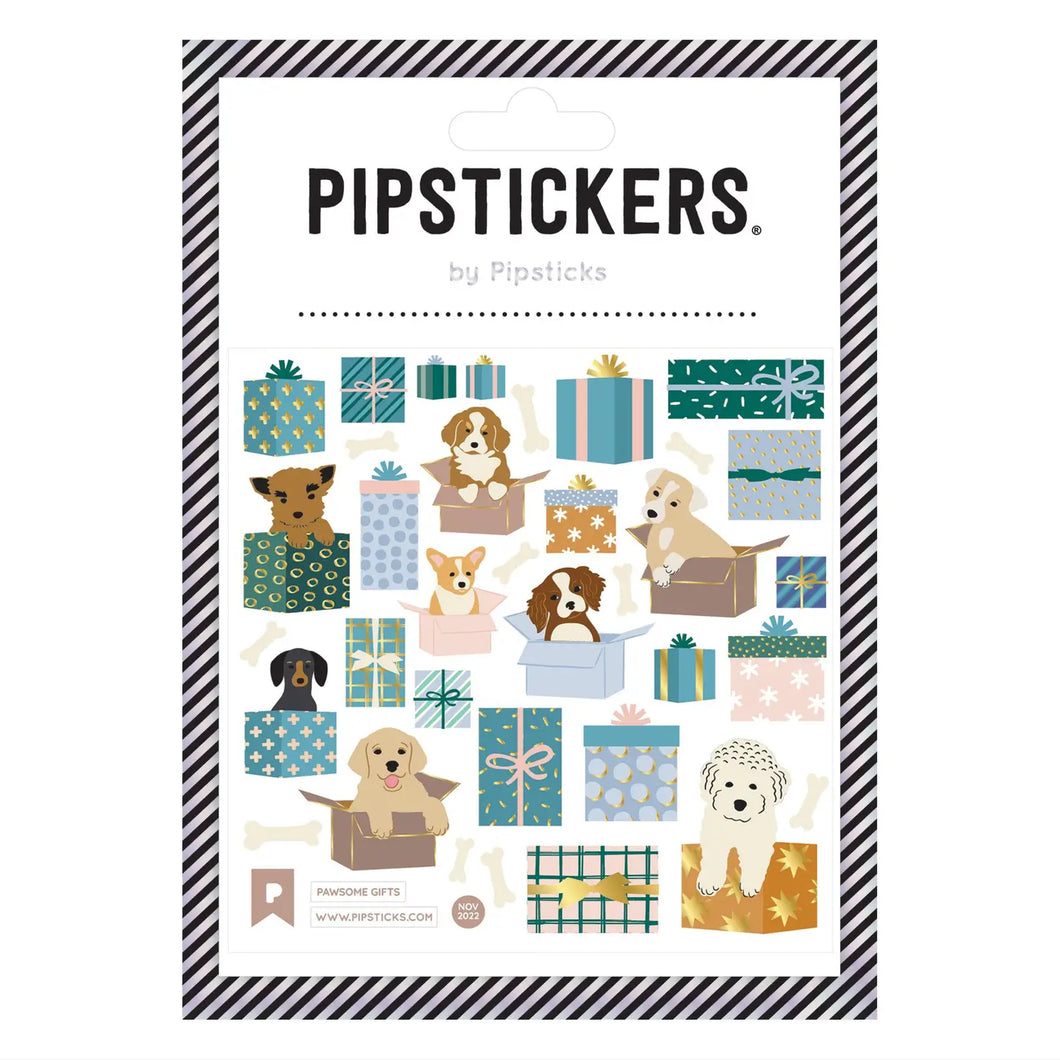 Pipsticks - Pawsome Gifts, pups in presents sticker sheets
