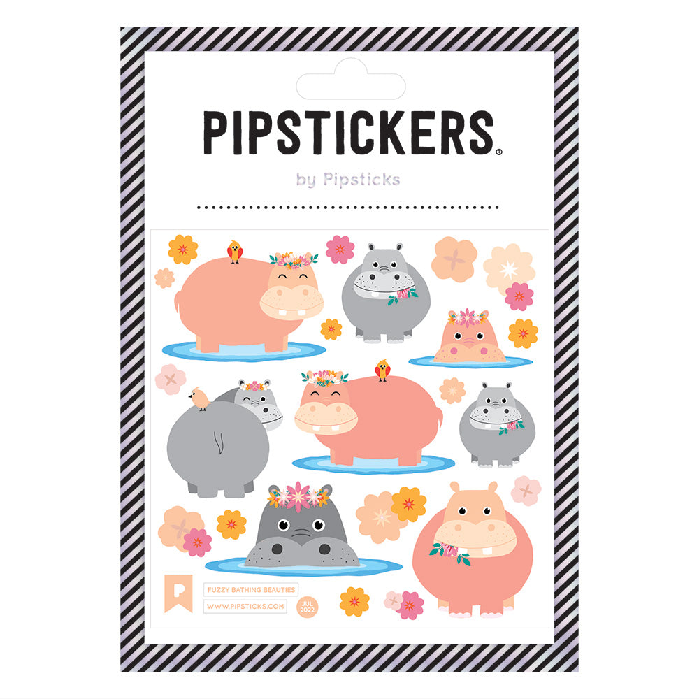 Pipsticks - Fuzzy Bathing Beauties, hippo sticker sheets