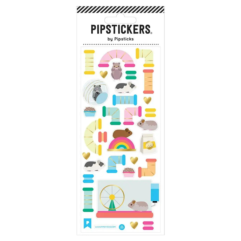 Pipsticks - Hamster Habitat sticker sheet with rainbow colored tunnels