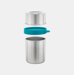 Planetbox double sided stainless steel snack container held together with silicone lid