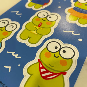 Waterproof Vinyl Sticker sheet, Jellybean the Froggy - Summer Time