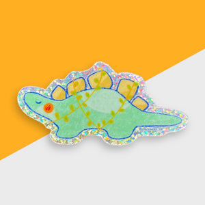 Stickers for J - Glitter Sticker, Scribble Dinos - Stegosaurus