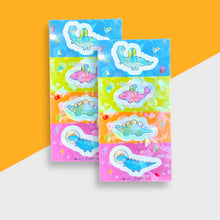 Load image into Gallery viewer, Stickers for J - Double Holographic Vinyl Sticker, Scribble Dinos