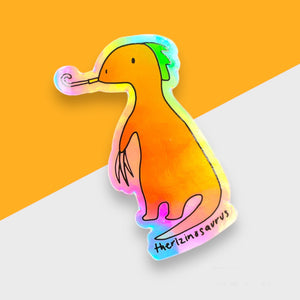 Stickers for J - Holographic Sticker, Disco Dinos - Therizinosaurus