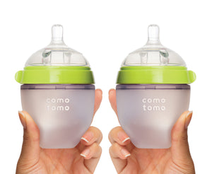 Comotomo - Baby Bottle, Green, 5 Ounce, Double Pack