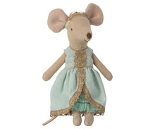 Load image into Gallery viewer, Maileg Princess mouse in seafoam green dress with gold detailing