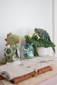 Itzy Ritzy - Bespoke Link & Love™ Activity Plush with Teether Toy - Dino