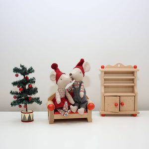 Maileg Christmas Mice and tree on Love seat