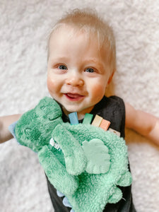 Itzy Ritzy - Itzy Friends Itzy Lovey™ Plush with Silicone Teether Toy - James the Dino