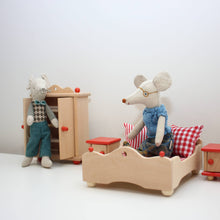 Load image into Gallery viewer, Maileg Grandparents mice (mom/dad size) with Goki Bedroom pieces