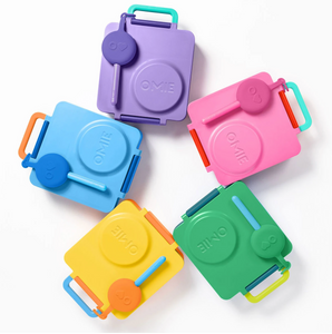 5 colorful OmieBox lunch containers