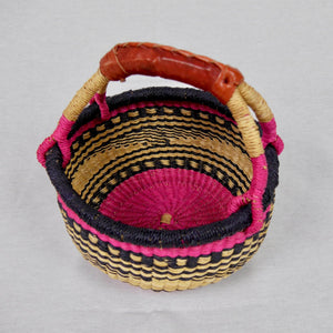 Toddler Sized Bolga Basket - Pink Mon Mono