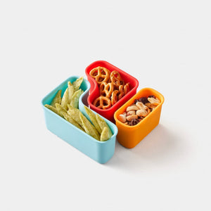 Puzzle Pods filled with dry snacks