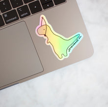 Load image into Gallery viewer, Holographic T-Rex sticker on laptop