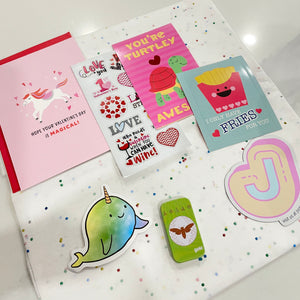 Sample package seen with cards and stickers