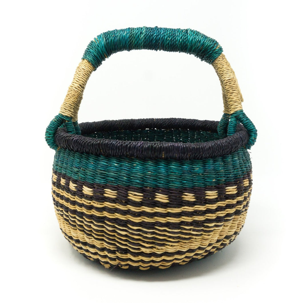 Toddler Sized Bolga Basket - Green Mon Mono